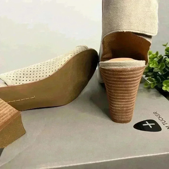 Adam Tucker Rowan Gray Leather Peep Toe Heels Size 10 - Picture 6 of 6